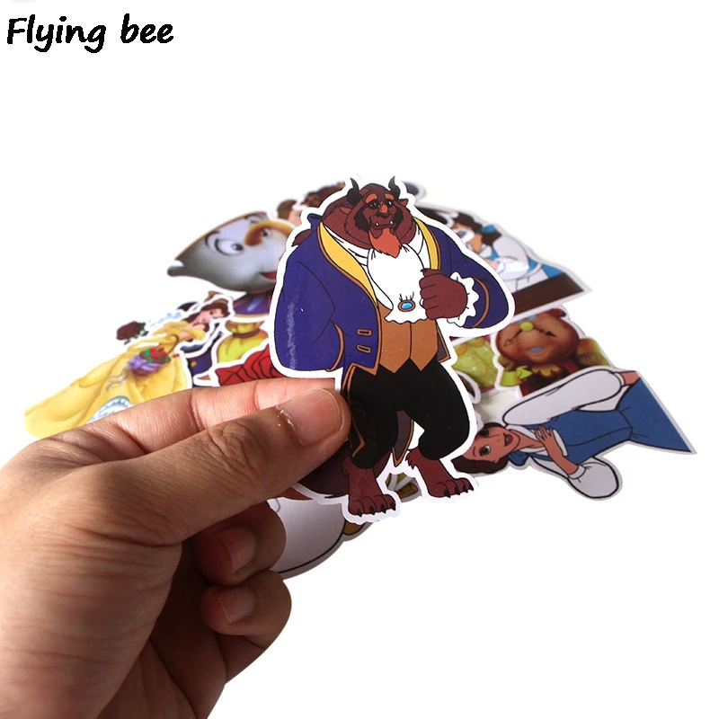 Flyingbee 18 шт. стикер "Красавица и Чудовище" s для детей DIY багаж ноутбук скейтборд Автомобиль Велосипед Водонепроницаемый Стикер X0292