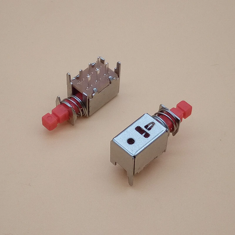 10 шт. DPDT двухполюсный 6 Pin самоблокирующийся ключ Мощность переключатели PS-22F03 правый угол PCD Мгновенный кнопочный переключатель