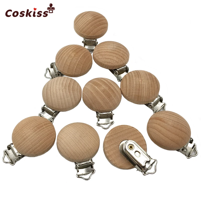 Clip de madera para chupete, accesorios para lactancia, 3,5 cm (1,38 pulgadas), chupete de haya, dentici&oacute;n masticable, Diy, cadenas de Clip Dummy, mordedor para beb&eacute;-1