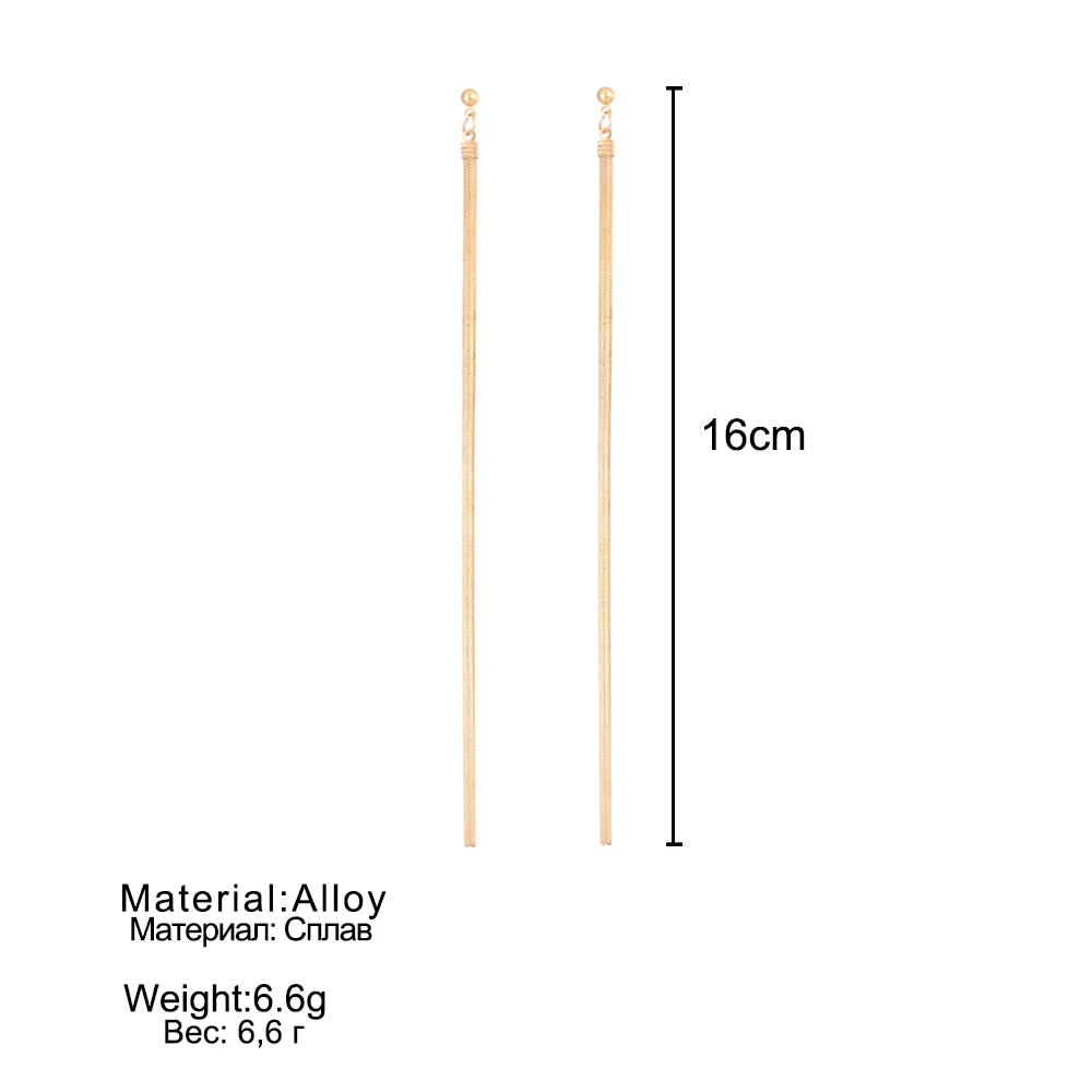 

KISSWIFE Ms Elegant Simple Metal Thin Chain Temperament Korean Personality Fashion Long Tassel Pendant Earrings Wholesale