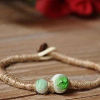 ceramics clear beads chains bracelects for women men handmade jewelry porcelain twine rope link cuff bangle charm hand accessory