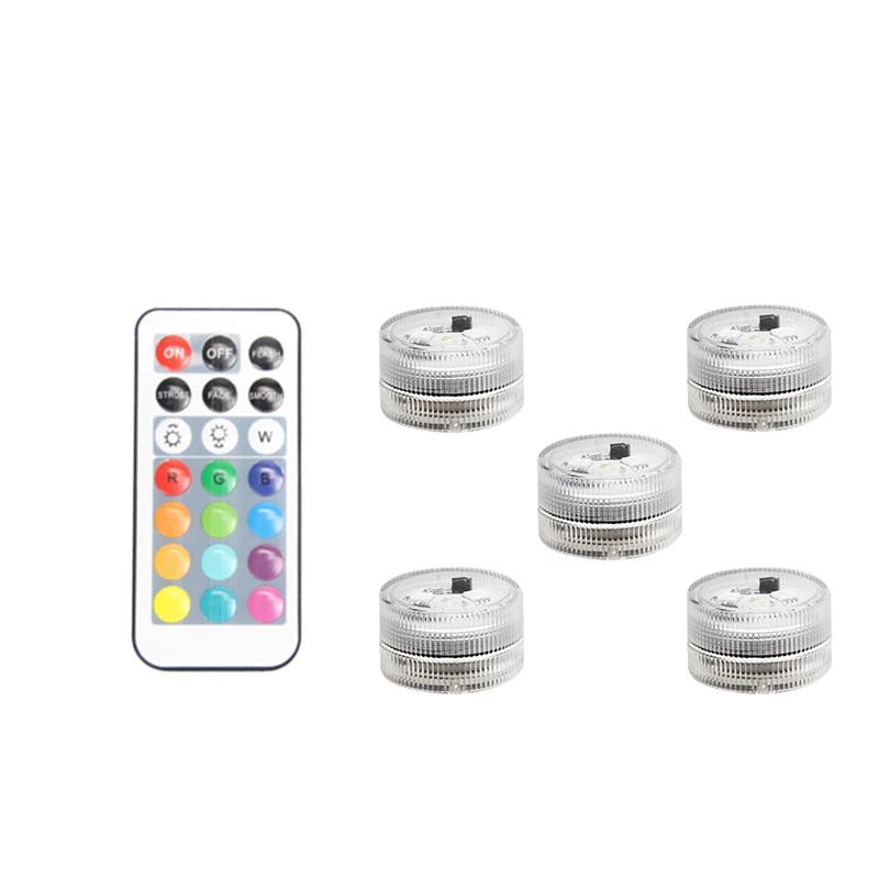 5 lights 1 mote Дистанционный погружной светильник s IP68 светодиодный водонепроницаемый чайный светильник для бассейна Ночная мини-лампа ваза пруд бак Свадебная вечеринка праздник Декор - Испускаемый цвет: 5 lights 1 mote