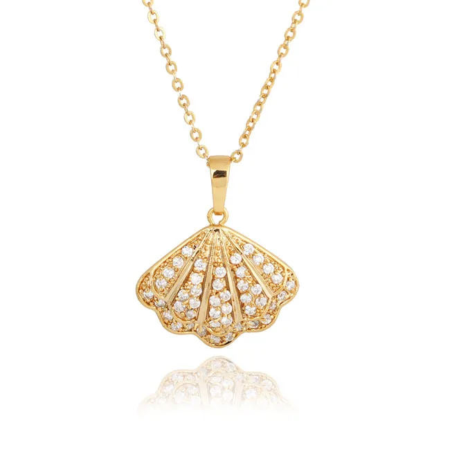 Оптовая продажа модное ожерелье с подвеской в виде ракушек желтого и золотого