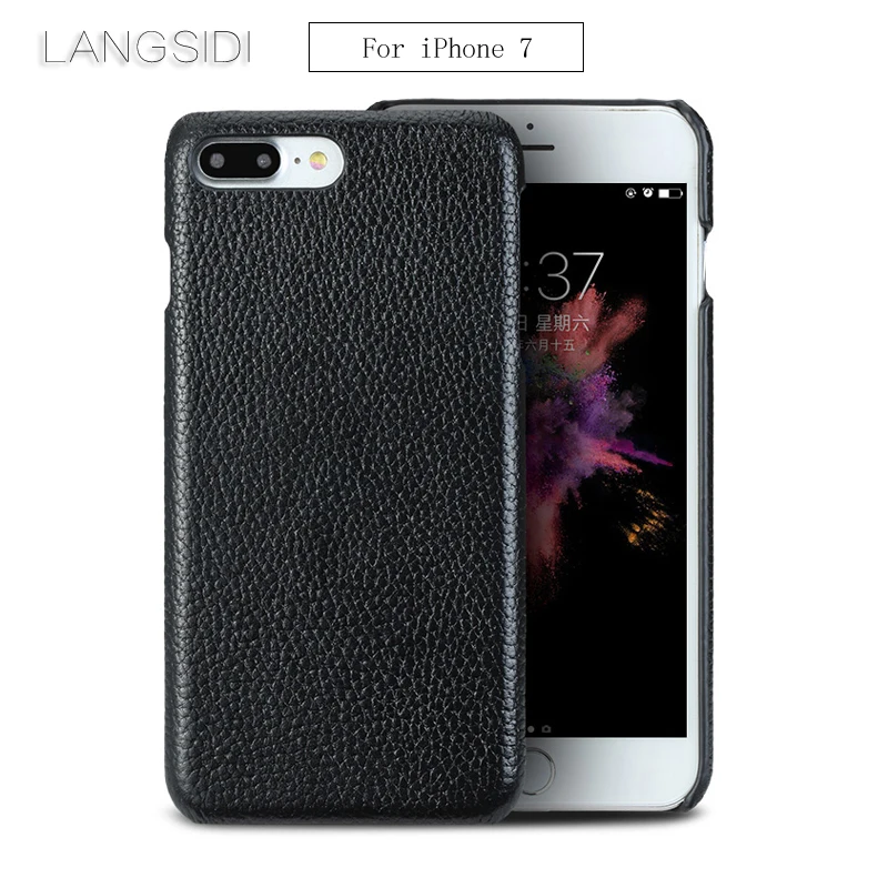 LANGSIDI для iphone 7 Чехол ручной работы на заказ натуральная кожа личи текстурная