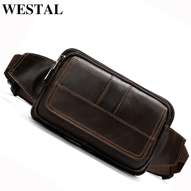 WESTAL сумка на пояс, мужская сумка на плечо из натуральной кожи, черная сумка для бедер/бум, маленькая сумка на пояс для денег, сумка для телефона, сумка для путешествий, мужская сумка на пояс 8966