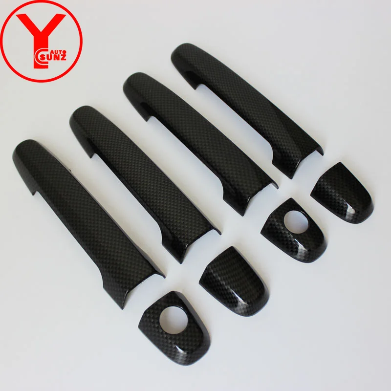 Черная крышка ручки двери для toyota hilux fortuner innova vigo 2008-2012 2013 Аксессуары Для yaris L vios- YCSUNZ - Цвет: carbon fiber