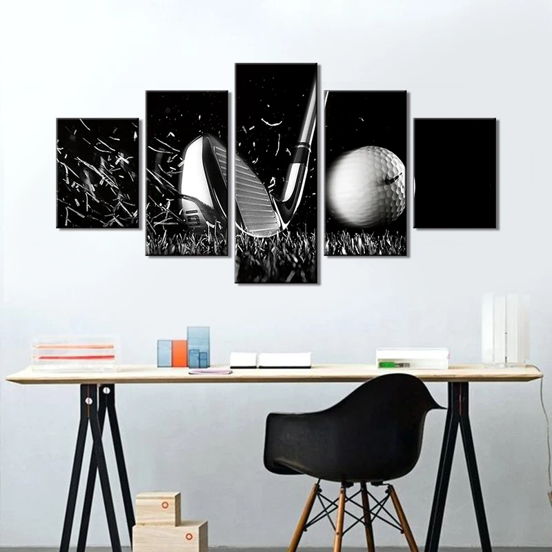 5 Pcs Pictures Golf Tee Shot Paintings Abstract Canvas Wall Art for Living Room Premium Quality Artwork Contemporary Home Decor | Дом и сад