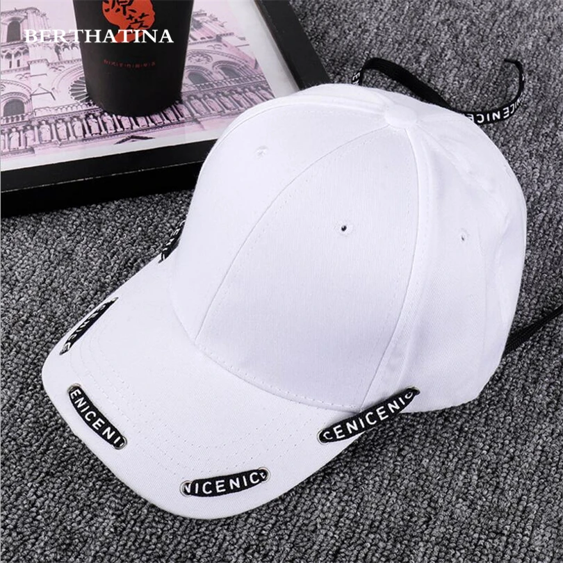 Мужские и женские бейсболки с длинной лентой BERTHATINA черные белые розовые кепки в