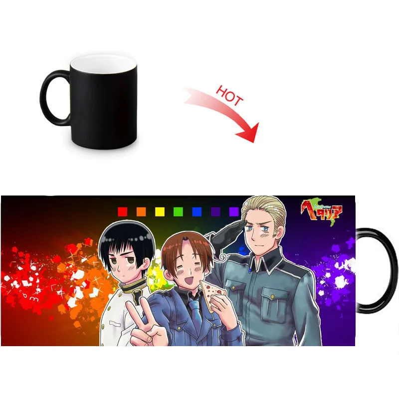 Axis Powers Hetalia Горячие реактивные чувствительные кружки черно белые Меняющие цвет