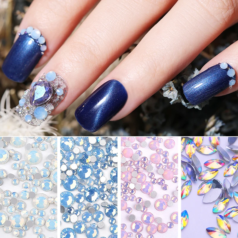 Опал желе для дизайна ногтей Стразы Блестящий Кристалл плоские камни маркиза AB