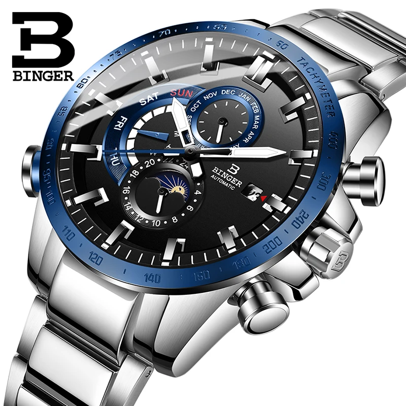 BINGER новые мужские спортивные автоматические механические часы