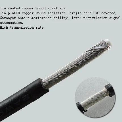 Одножильный защитный провод противопомеховой электронный UL1185 22/24/26awg оловянный