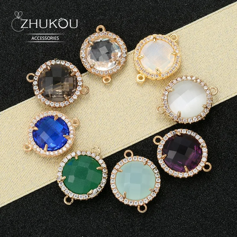 ZHUKOU 14x18 мм Красивые латунные кубические циркониевые круглые хрустальные