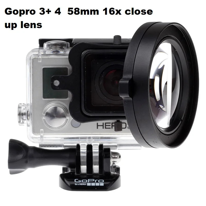 Кольцо адаптер для макрофильтра объектива 58 мм 16X Times Colse up HD с чехлом GoPro HERO 5 4 3 +