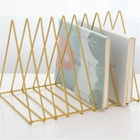 mirui gold luxury bookshelf metal triangle iron art desktop stationary holder letter magazine rack holder school office supplies