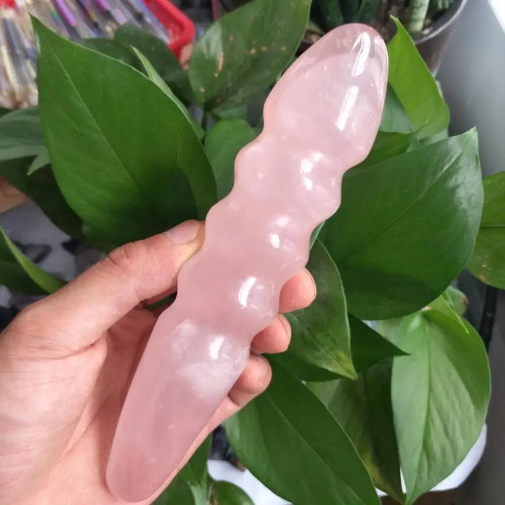 Лидер продаж 2019 18 см натуральный розовый кварц Кристальный массаж йони палочка