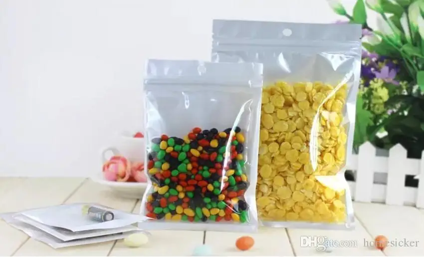 

Best Quality Clear + white pearl Plastic Poly OPP packing zipper Zip lock Retail Packages Jewelry food PVC plastic bag many size