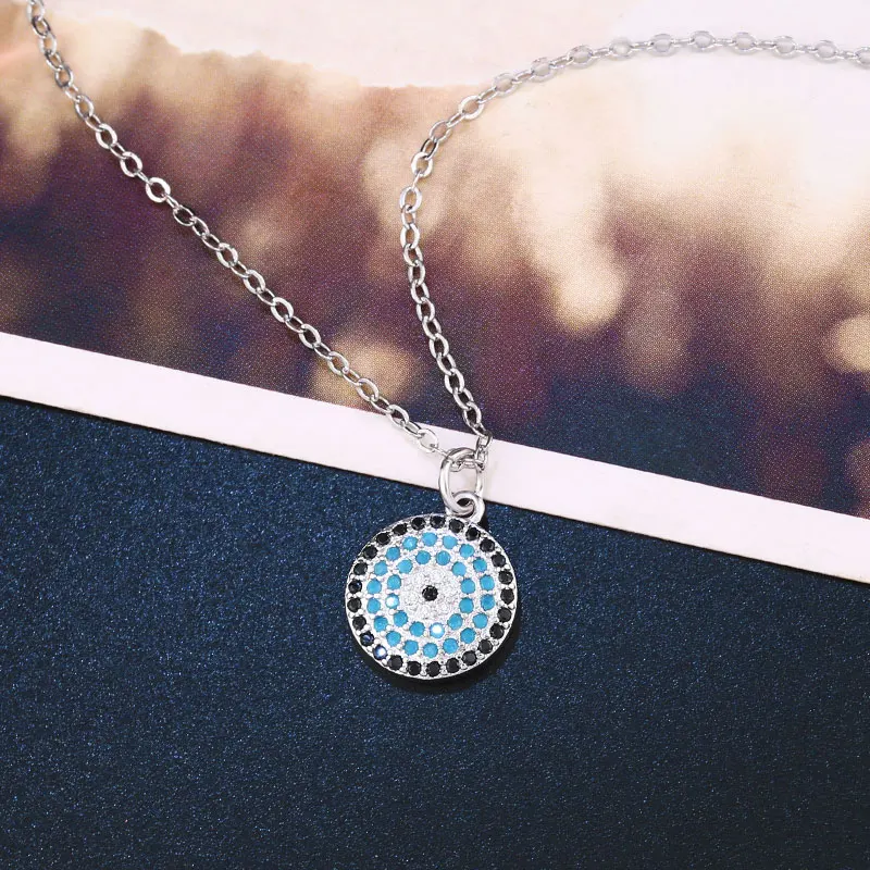 OCESRIO Blue Evil Eye Ожерелье Подвеска на золотой цепочке круглое женское золотое