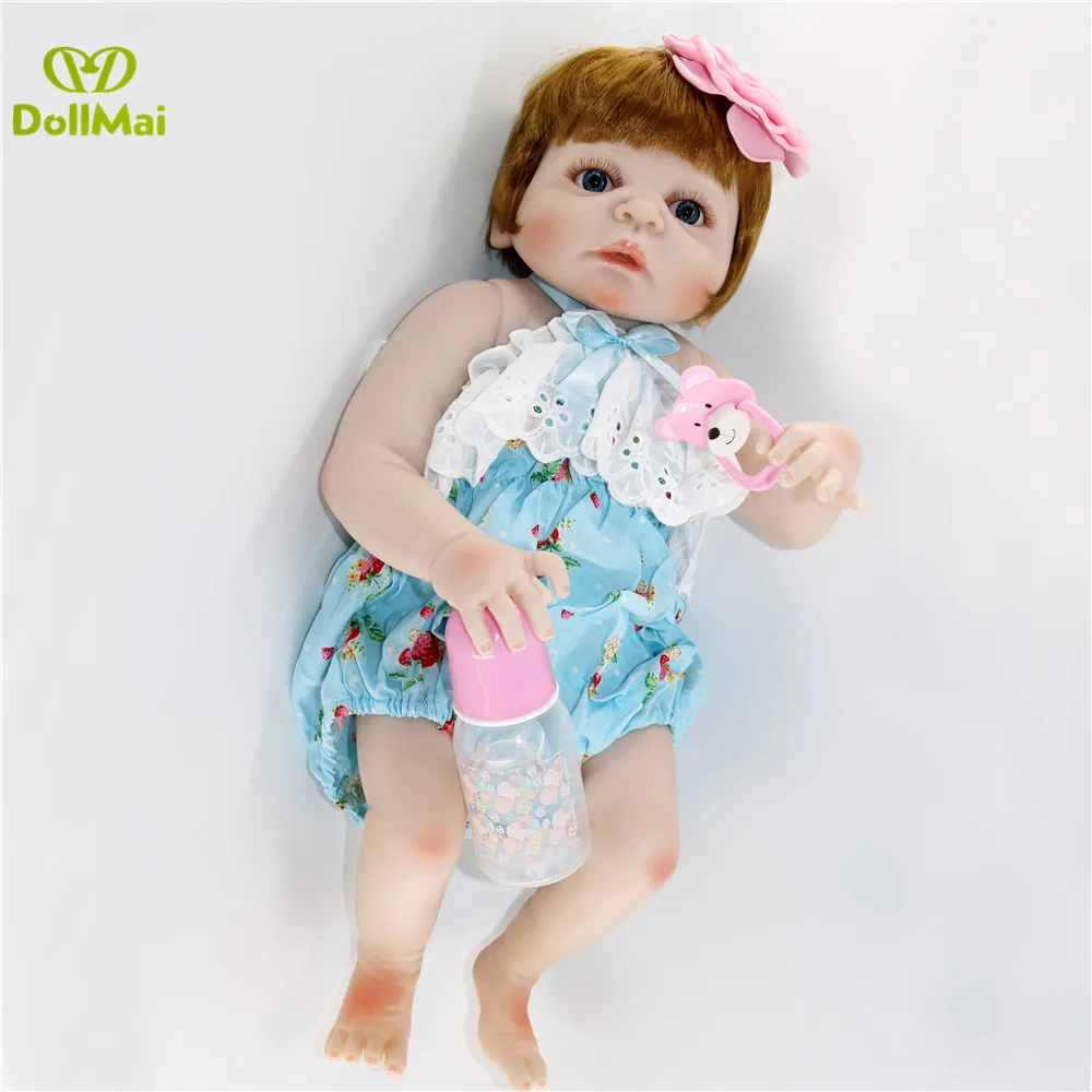 DollMai 57 см полное Силиконовое боди Reborn Baby Doll игрушка Реалистичная новорожденная