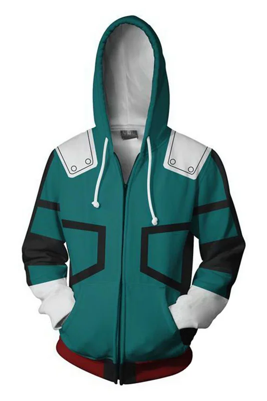 My Hero Academia Cosplay Izuku Midoriya Hoodie Boku no Hero Academia Bakugou Katsuki Hoodie Zip Up Sweatshirt Men Cardigan