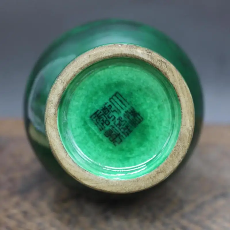 Китайский Старый Фарфор зеленая глазурь чернила рисунок нефритовый горшок