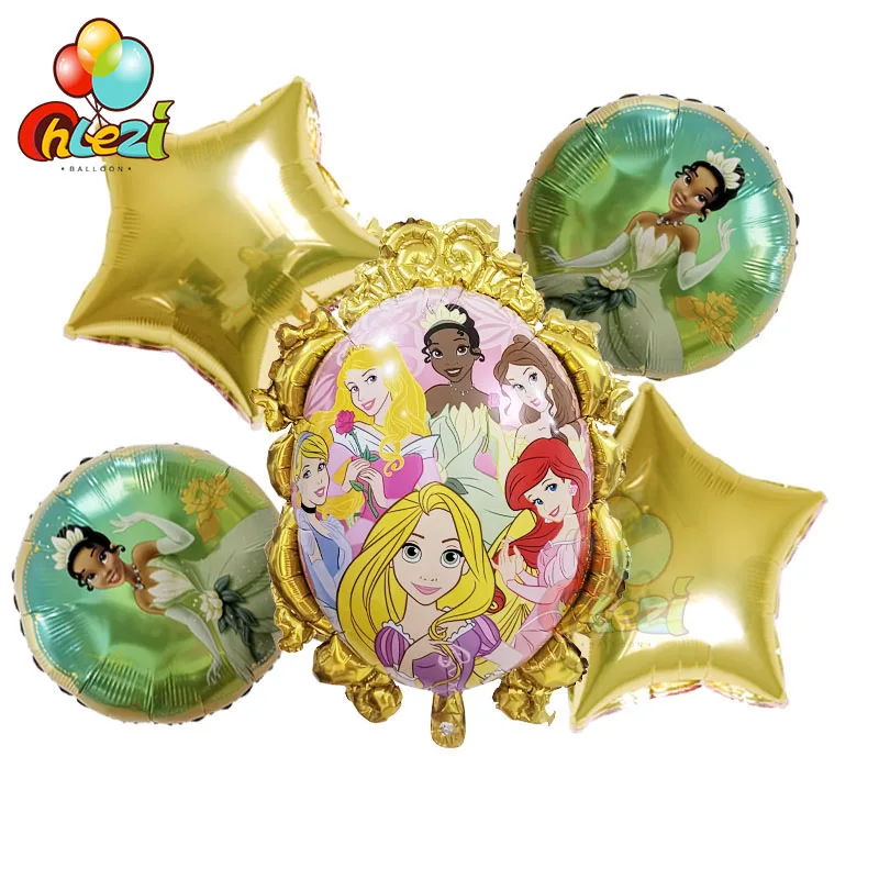 Gold Tiana 5 шт. принцесса волшебное зеркало девушки Белоснежка Золушка Аврора Ариэль Белль Жасмин Тиана Эльза Воздушные шары День рождения вечерние принадлежности - Цвет: Gold Tiana