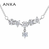 anka fashion luxury star round zircon pendant flower necklace rhodium plated romantic women choker necklace jewelry 125630