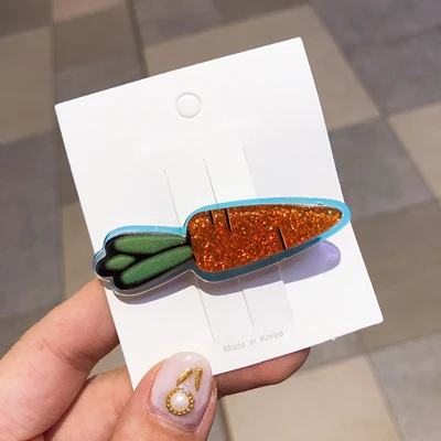 Carrot B Новинка, женские заколки для волос с фруктами, Милые акриловые заколки для волос с овощами, морковка, ананас, клубника, заколки для волос, модные аксессуары для волос для девочек - Цвет: Carrot B