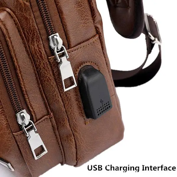 Новая мужская нагрудная сумка, зарядка через usb, сумки через плечо, сумка через плечо из искусственной кожи, диагональная посылка, рюкзак для путешествий, сумка-мессенджер