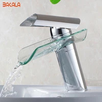 free shipping bakala younger waterfall glass bathroom basin orbchromenickel finished mixer tap sink faucet lh 8023