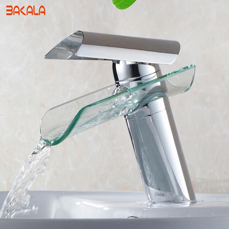 Free Shipping BAKALA Younger waterfall Glass Bathroom Basin ORB/Chrome/Nickel Finished Mixer Tap Sink Faucet LH-8023 | Обустройство