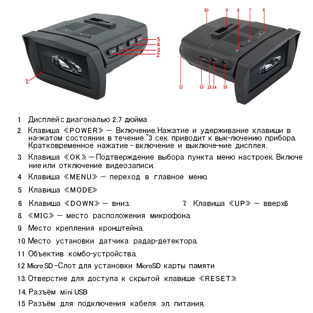 Автомобильный видеорегистратор ADDKEY, камера 3 в 1, радар-детектор с gps, ночное видение, угол 140 градусов, русская автомобильная камера, видеорегистратор