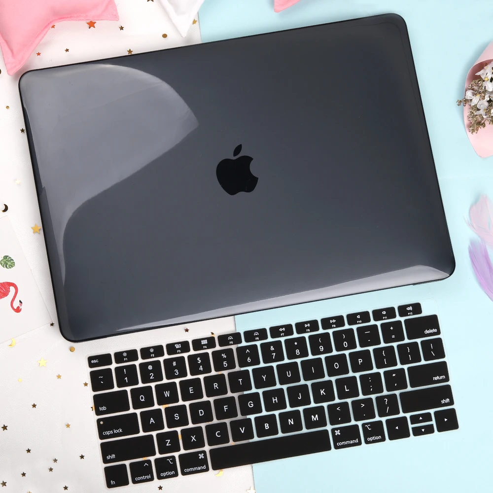 Черный Прозрачный пластиковый твердый чехол для ноутбука MacBook Air 13 retina Pro 13 15 16 дюймов ноутбука крышка клавиатуры A1932 A2141 A2159 - Цвет: Черный