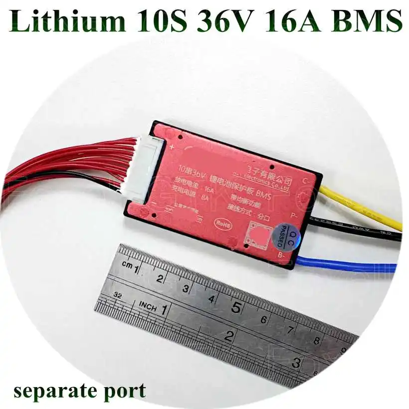 Высококачественный 10s1p E bike 10S 36V 15A 16A BMS Аккумулятор для 10Ah 12Ah 15Ah смартфона с