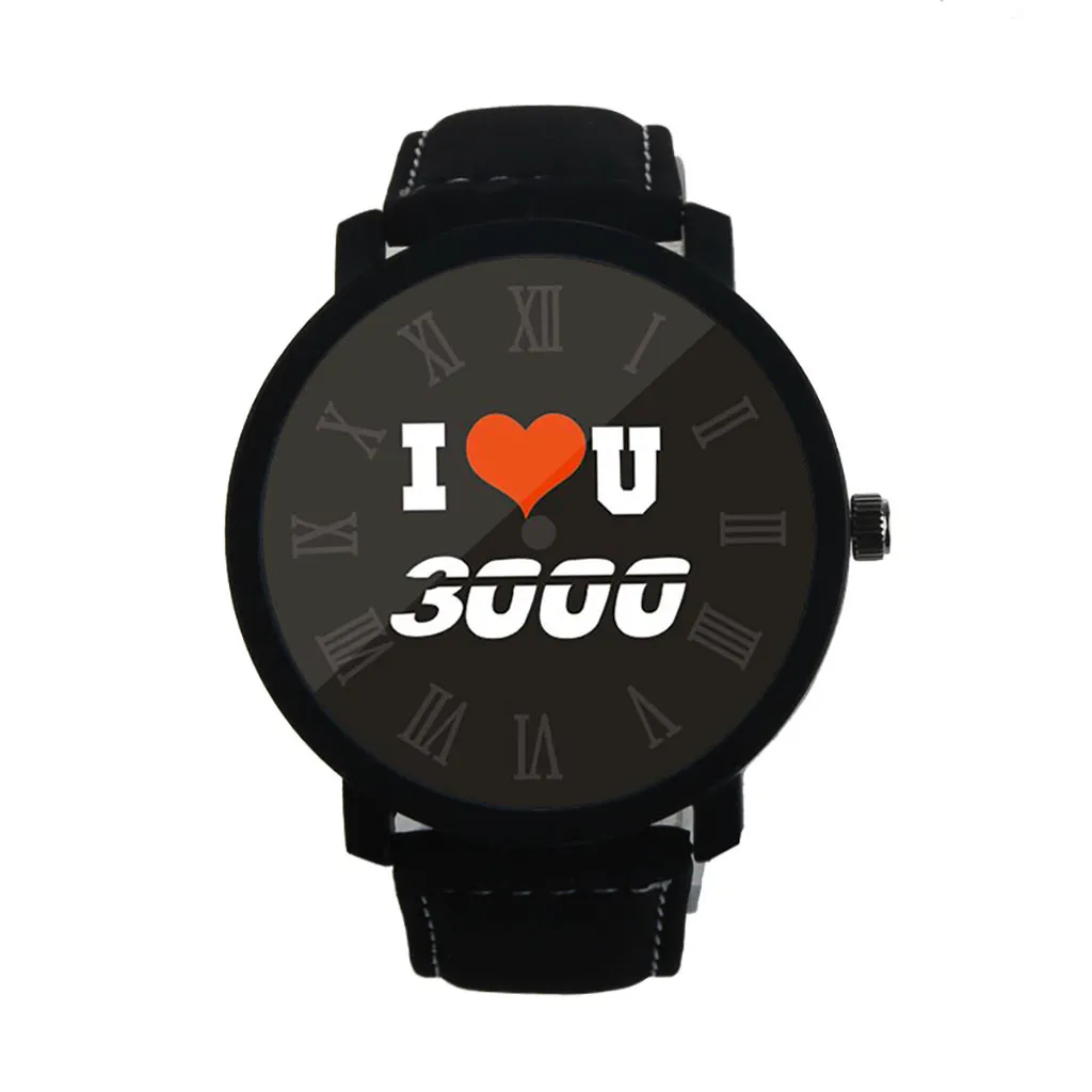 GEMIXI I LOVE YOU 3000 модные кварцевые часы простой кожаный ремень мужские и женские