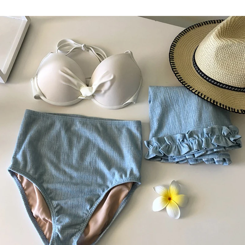 Женский купальник с оборками бикини 3 комплекта купальный костюм женский