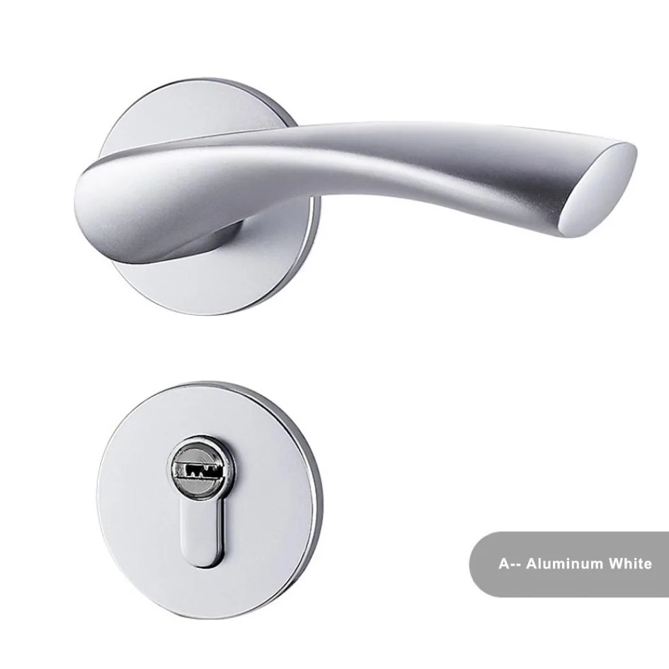 A 0651-14 Черные прочные алюминиевые дверные замки, Континентальная спальня, Минималистичная внутренняя дверная ручка, Цилиндрические замки безопасности, пакеты - Цвет: A 0651-14