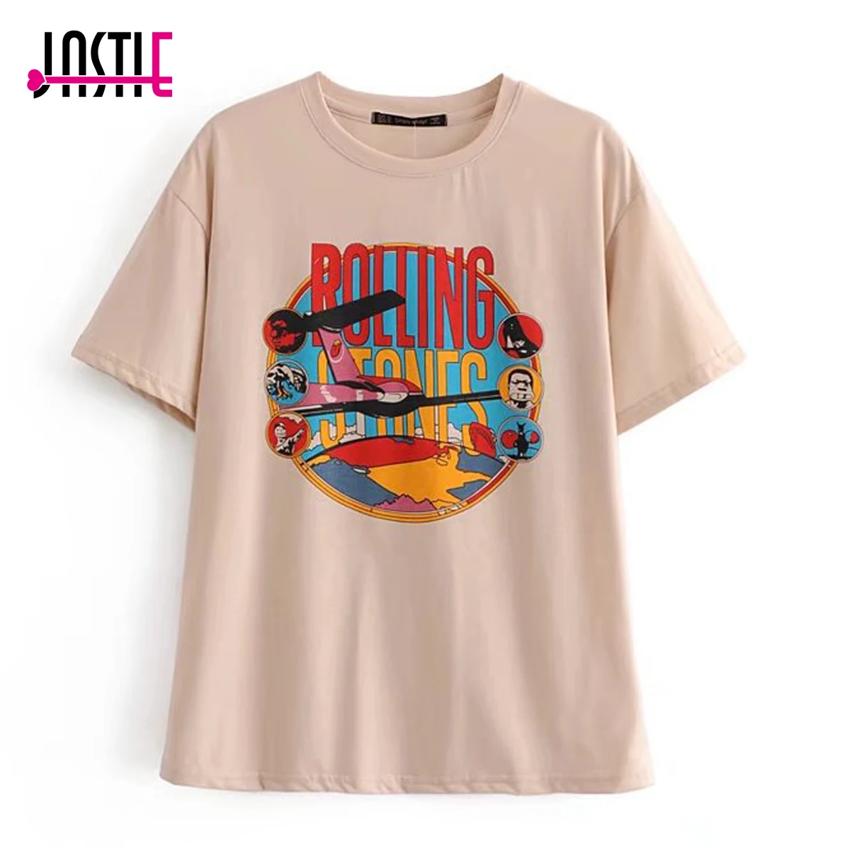 Jastie Stones Around The World Tee& Tops футболка с коротким рукавом и круглым вырезом Летняя женская футболка Топ Повседневная Женская одежда