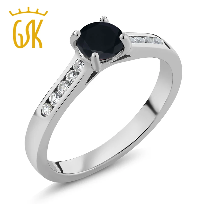 Драгоценный Камень Королевский 0 58 Ct Круглый черный оникс белый создан сапфир