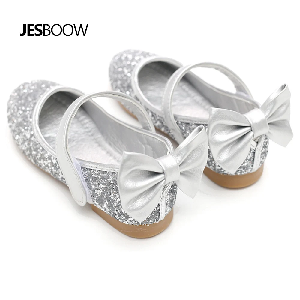 

Children's shoes girls bow sequins shoes buckle school dancing princess shoes
