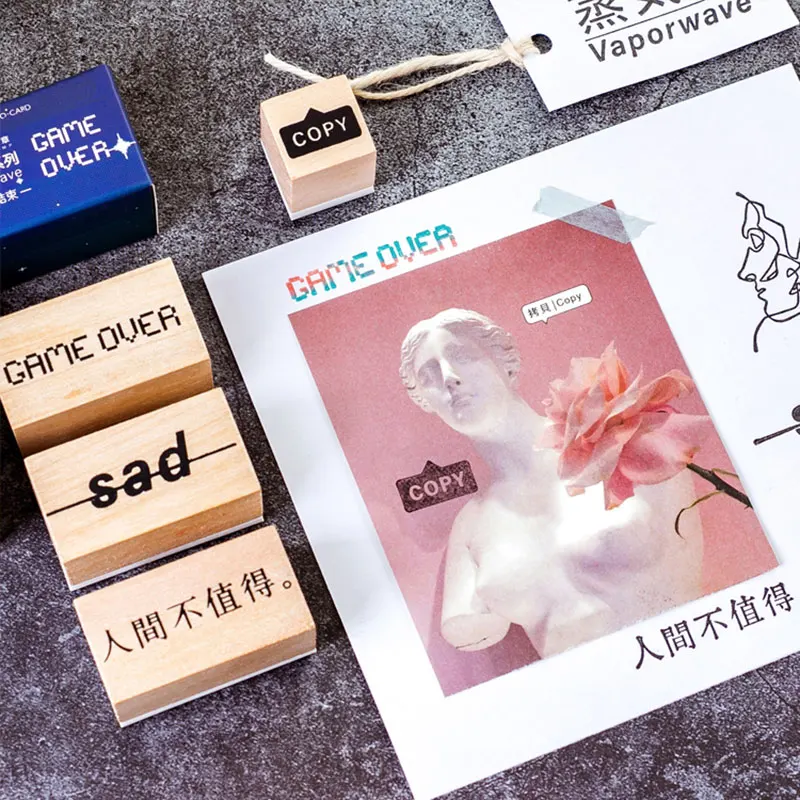 1 комплект Vaporwave серия деревянный штамп деревянные резиновые штампы для Handmade