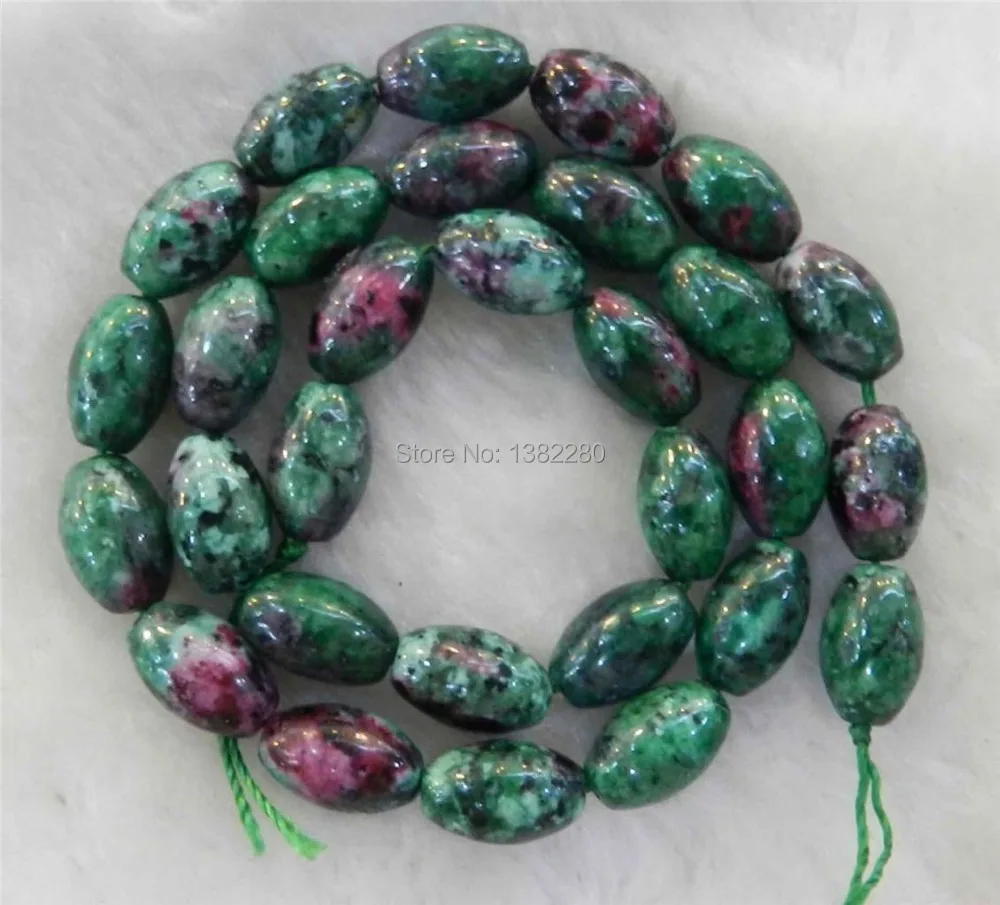 

Red green zoisite 8x12mm rice shape loose beads 15 inch 2pc/lot DIY stone jewelry making design fashion style