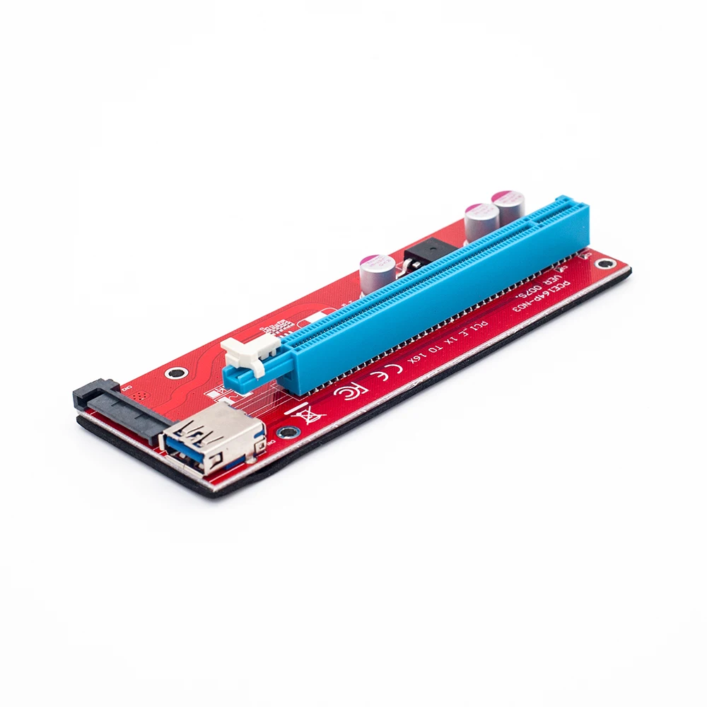 Красный PCI-E 1X к 16X Riser 007S Card Extender PCI Express адаптер USB 3 0 кабель 15Pin Профессиональный SATA