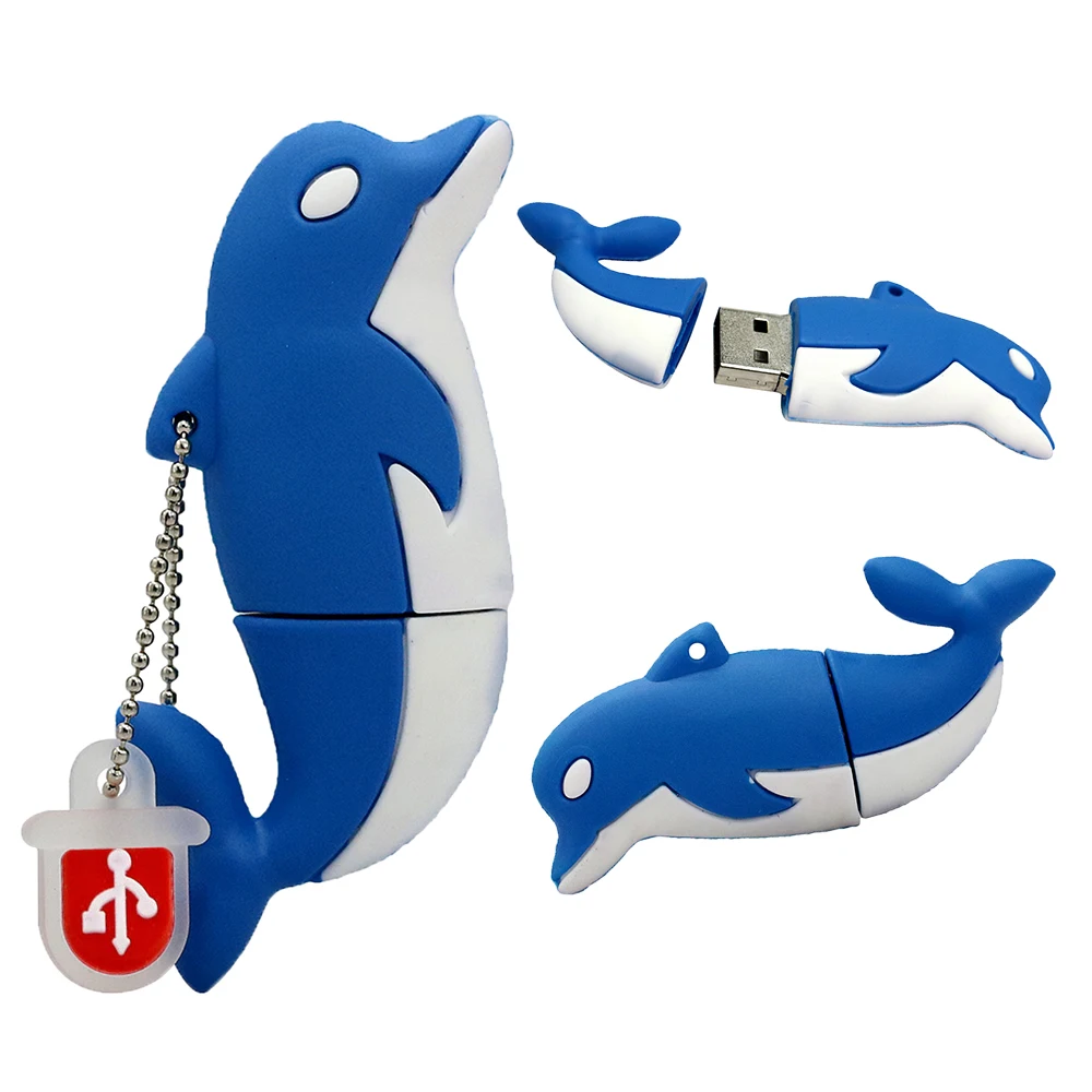 Миниатюрный флеш-накопитель в виде животных акулы рыбы USB 4 ГБ 8 32 с дельфином