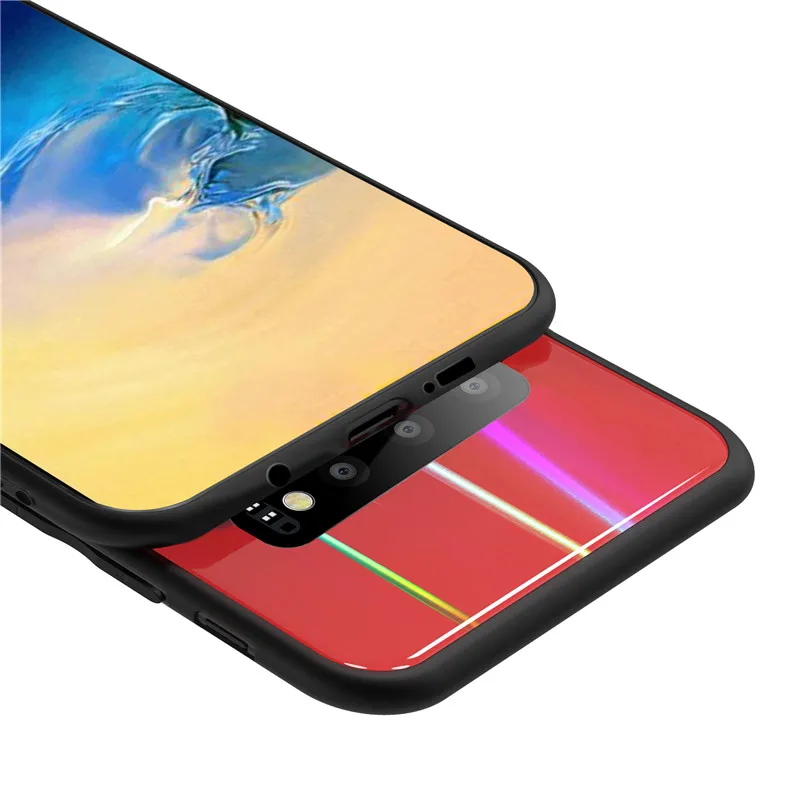 Для Samsung Galaxy S10 5G Plus S10e S9 S8 Note 9 8 чехол Aurora gradient закаленное стекло Мягкая