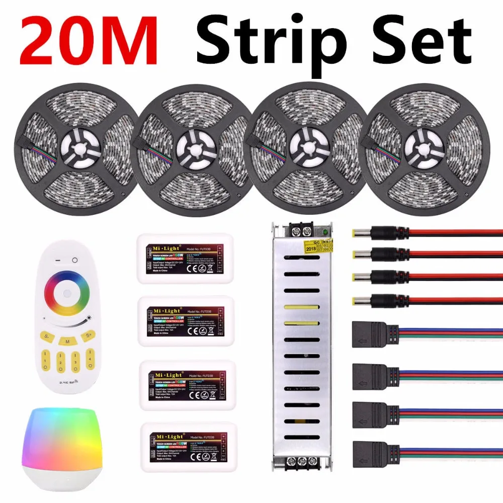 Mi Light Wi Fi Светодиодная лента 5050 RGBW RGBWW RGB 5 м 10 15 20 DC 12 В светодио дный в светодиодная