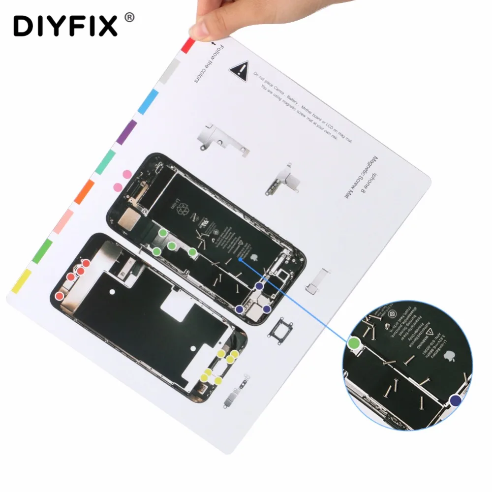 DIYFIX 10 шт. Магнитный винтовой коврик для iPhone 7 8 Рабочий 5 5S 6 6s Plus Набор инструментов