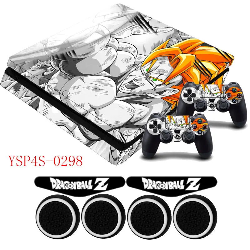 Dragon Ball Z GOKU PS4 тонкий кожи винил Стикеры защитный чехол и Захваты Шапки для Playstation 4