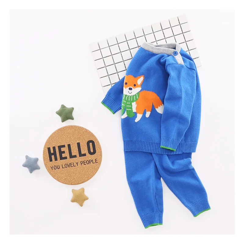 Комплекты для малышей осень 2017 новый брендовый модный дизайн Хлопковый вязаный