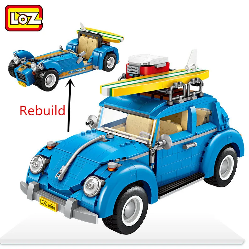 Новинка, LOZ, машина для хот-догов, синий, Volkswagen Beetle, гусеница, автомобиль, сделай сам, мини блоки, кирпич, алмаз, мини-здание, детская игрушка, подарок